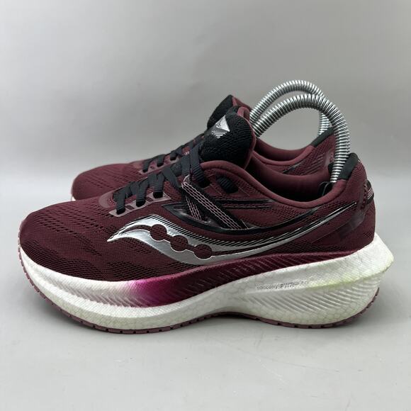 Saucony Triumph 20‎ Running Shoes Women Size 6.5 Plum Red White Comfort Sneakers - Picture 3 of 9